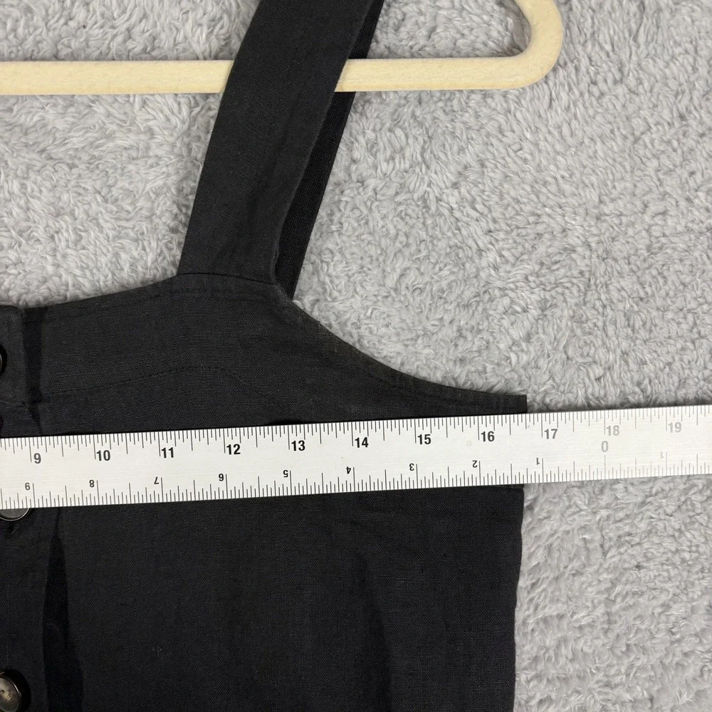 Everlane Linen Picnic Straight Leg Jumpsuit Size 0 Black Sleeveless Button Front
